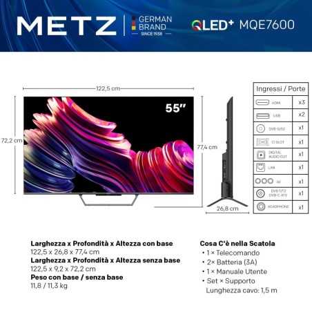 METZ Metz TV 55 QLED+ Smart TV 4K UHD con Google TV