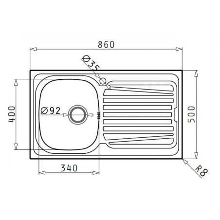 PYRAMIS Pyramis IX SPARTA Lavello 1 Vasca + Gocciacatoio DX (100152401)